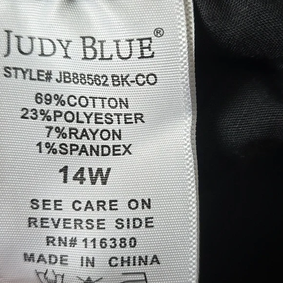 Judy Blue Black Distressed Skinny Jeans Raw Hem Size 14W - Picture 10 of 16